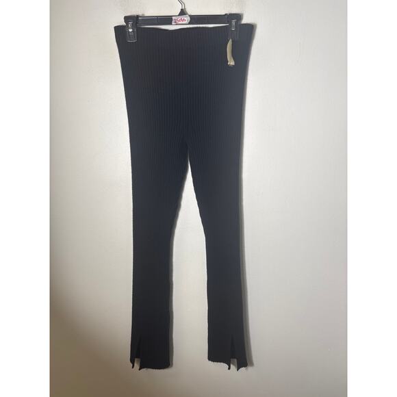NWT Lisa Yang Black Ribbed Sima Leggings Sz 1 - Picture 1 of 3